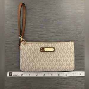 Michael Kors Monogram Zip Leather Wristlet